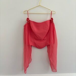 Romantic 2-Piece Set Flowy Skirt & Off-Shoulder Sleeve Top Fairycore Sz Large